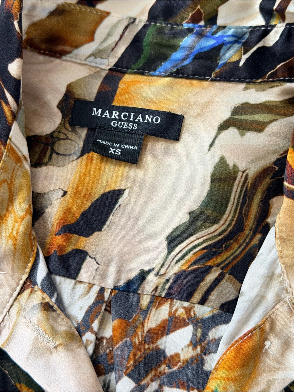$280 NWOT Marciano Guess 100% Silk Animal Print Shirt Dress Tunic XS–S Belted - Picture 5 of 9